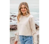 Rapanui Clothing Women's Coastal Graphic Cropped Sweatshirt in Beige | Size: 18 Rapanui Clothing Beige 18