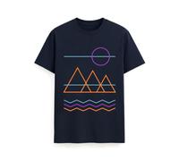 Rapanui Geometric Mountain Landscape Graphic T-Shirt Navy Blue