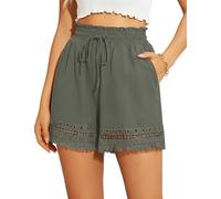 Rapbin Ladies Shorts Drawstring High Waist Pants with Pockets Womens Elastic Shorts for Summer Casual Army Green XL