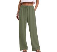 Rapbin Linen Trousers Womens Cut-Out Hem Non-See-Through Wide Leg Pants