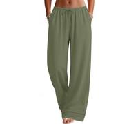 Rapbin Linen Trousers Womens Cut-Out Hem Non-See-Through Wide Leg Pants
