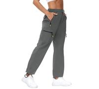 Rapbin Women Hiking Cargo Trousers 2025 Lightweight Summer Quick Dry Water Resistant UPF 50 Casual Outdoor Walking Pants with Zipper Pockets for Trekking,Camping,Running(Grey,S)