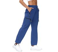 Rapbin Women's Cargo Hiking Trousers 2025 Lightweight Water Resistant Summer Quick Dry UPF 50 Casual Camping Walking Trekking Sweat Pants Outdoor Activewear with Zip Pocket(Indigo,XXL)