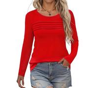 Rapbin Womens Tops Long Sleeve Crew Neck T-Shirt Trendy Pleated Floral Printed Tunic Blouse Dressy Casual Autumn Shirts 2026
