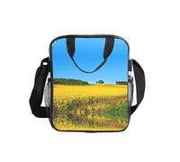 Rape Flower Field Print Clear Pvc Waterproof Tote Transparent See Through Lunch Handbag,Travel Toiletry Bag,Women Men Work Shopping