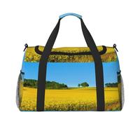 Rape Flower Field Print Womens Sports Bags Travel Bag -Duffel Bags for Men,Small Medium Weekender Overnight Bags for Women,Sport Gym Bag