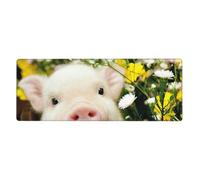 Rape Flower Pig Desk Protector Mat, Extra Large and Durable Desk Pad with Non-Slip Backing for Home Office Use