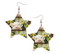 Rape Flower Pig Leather Star Shaped Earrings Fashion Accessories Lightweight Festivals Parties Everyday Life