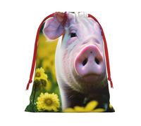 Rape Flower Pig Print Gift Drawstring Bag For Holiday Party Favors Daily Birthday Wedding Office Supplies