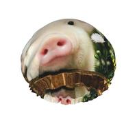 Rape Flower Pig Shower Caps For Women, Elastic And Reusable Bath Caps, Double Waterproof Layers Shower Cap, Bathing Shower Caps