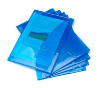 Rapesco 0687 Eco Recycled Popper Wallets, A4+, Bright Transparent Blue, Pack Of 5