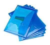 Rapesco 0687 ECO Recycled Popper Wallets, A4+, Bright Transparent Blue, Pack of 5