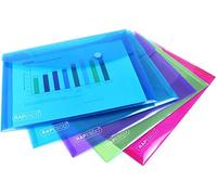 Rapesco Popper Wallets 0689 ECO, Recycled A5, Assorted Bright Transparent Colours, Pack of 5