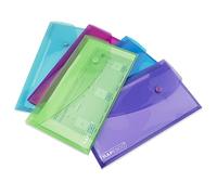 Rapesco 0690 ECO Recycled Popper Wallets, DL, Assorted Bright Transparent Colours, Pack of 5
