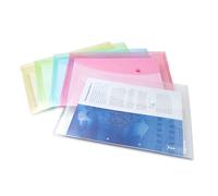 Rapesco 0696 Popper Wallets, A4+ / Foolscap, Assorted Pastel Transparent Colours, Pack of 5