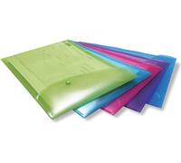 Rapesco 0698 ECO Recycled Portrait Popper Wallets, A4+, Pack of 5 | Assorted Bright Transparent Colours
