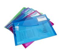 Rapesco 0700 ID Popper Wallet, A4+, Bright Transparent Colours, Pack of 5
