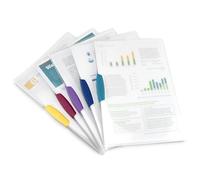 Rapesco 0786 Pivot Clip File, A4, Transparent with Coloured Clips, Pack of 5