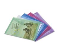 Rapesco 1039 ECO Popper Wallets, A4, Assorted Transparent Colours, Pack of 5