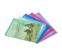 Rapesco 1041 ECO Popper Wallets, A3, Assorted Transparent, Pack of 5