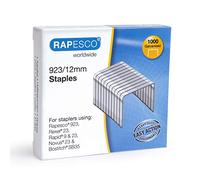 Rapesco 1238 923/12 mm Galvanised Staples, Type 23, Box of 1000