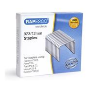 Rapesco 1238 923/12 mm Galvanised Staples, Type 23, Box of 1000