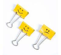 Rapesco 1351 Emoji Foldback Clips 19mm - Bright Yellow (20 Pack)
