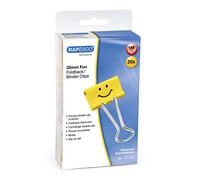 Rapesco 1354 32 mm Fun Foldback Clips, Bright Yellow, Pack of 20