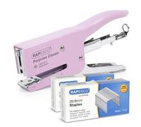 Rapesco 1356A Porpoise Classic Stapling Plier with 10,000 Type 26/8mm Staples, 45 Sheet Capacity, Candy Pink