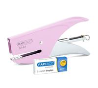 Rapesco 1377 SP-64 Stapling Plier and 1000 Staples, 12 Sheet Capacity | Comes with 1000 Type 21/4mm, Candy Pink