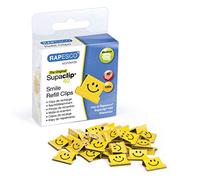 Rapesco 1380 Supaclip 40 Smiles Refill Clips, Bright Yellow, Pack of 100