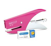 Rapesco 1382 SP-64 Stapling Plier and 1000 Staples, 12 Sheet Capacity | Comes with 1000 Type 21/4mm, Hot Pink