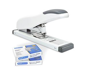 Rapesco 1391 ECO HD-100 Heavy-Duty Stapler, 2000 Type 923 / 10mm Staples | 100 Sheet Capacity, Soft White