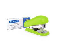Rapesco 1411 Bug Mini Stapler and 1000 Staples, 12 Sheet Capacity, Green | Includes 1000 26/6mm Staples