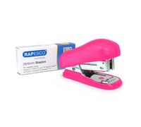 Rapesco 1412 Bug Mini Stapler and 1000 Staples, 12 Sheet Capacity, Pink | Includes 1000 26/6mm Staples