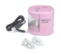 Rapesco 1446 PS12-USB Automatic/Electric Pencil Sharpener with USB or Battery (not Included) Charging, Candy Pink