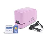 Rapesco 1451 626EL Automatic USB/Battery Stapler with 1000 26/6mm Staples, 15 Sheet Capacity, Candy Pink