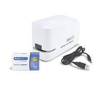 Rapesco 1453 626EL Automatic Electric Stapler with 1000 Staples, White | For use with USB Cable (included) or Batteries (not included), 15 Sheet Capacity, Includes 1000 26/6mm Staples