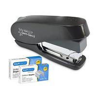 Rapesco 1466 ECO Luna Less Effort Stapler with 2000 Staples, Black | Germ-Savvy Antibacterial Protection, 50 Sheet Capacity