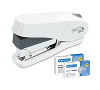 Rapesco 1467 ECO Luna Less Effort Stapler with 2000 Staples, Soft White | Germ-Savvy Antibacterial Protection, 50 Sheet Capacity