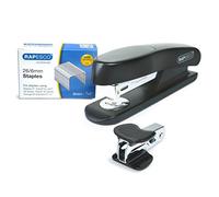 Rapesco 1472 ECO Sting Ray Stapler, R4 Staple Remover, 5000 Staples, Black | Germ-Savvy Antibacterial Protection, Includes 5000 26/6mm Staples, 20 Sheet Capacity