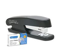 Rapesco 1482 ECO Sting Ray Stapler and 1000 Staples, 20 Sheet Capacity | Germ-Savvy Antibacterial Protection, Includes 1000 24/6mm Staples, Black