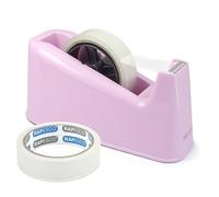 Rapesco 1487 500 Heavy Duty Tape Dispenser with 2 Tape Rolls, Candy Pink
