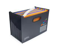 Rapesco 1489 SupaFile 13-Part Desktop Expanding File with Antibacterial Protection, A4, Black with Multi-Coloured Dividers