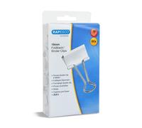 Rapesco 1493 19 mm Foldback Clips, White, Pack of 80