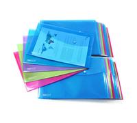 Rapesco 1494 Popper Wallets, A4+ / Foolscap, Assorted Transparent Colours, Pack of 20