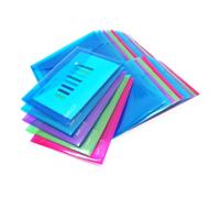 Rapesco 1499 ECO Recycled Popper Wallets, A5, Assorted Bright Transparent Colours, Pack of 50
