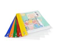 Rapesco 1502 Zippi File with Metal Zip, A5, Transparent with Assorted Coloured Strips, Pack of 5
