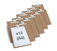 Rapesco 1521A Business Pack: 12 Heavy Duty Hardboard Clipboards, A4+, Brown