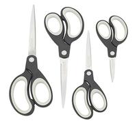 Rapesco 1574 Soft Grip Handle Scissors, Black/Light Grey, Set of 4